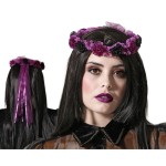 Coroa Flores Roxas Halloween