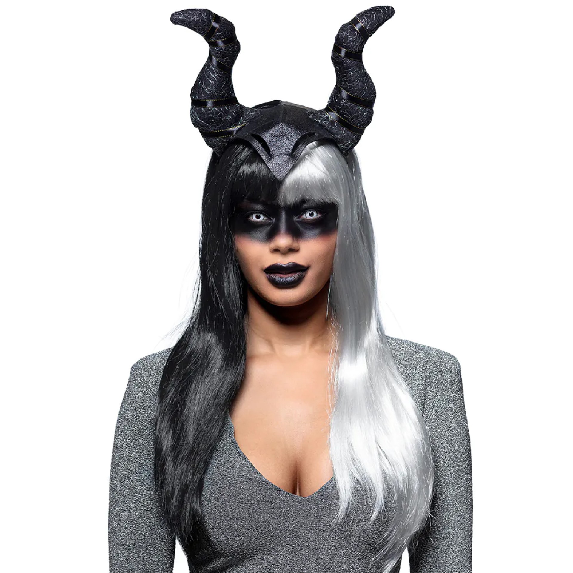 Peruca Lisa Branco e Negro