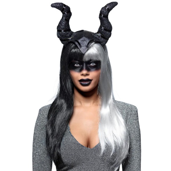 Peruca Lisa Branco e Negro