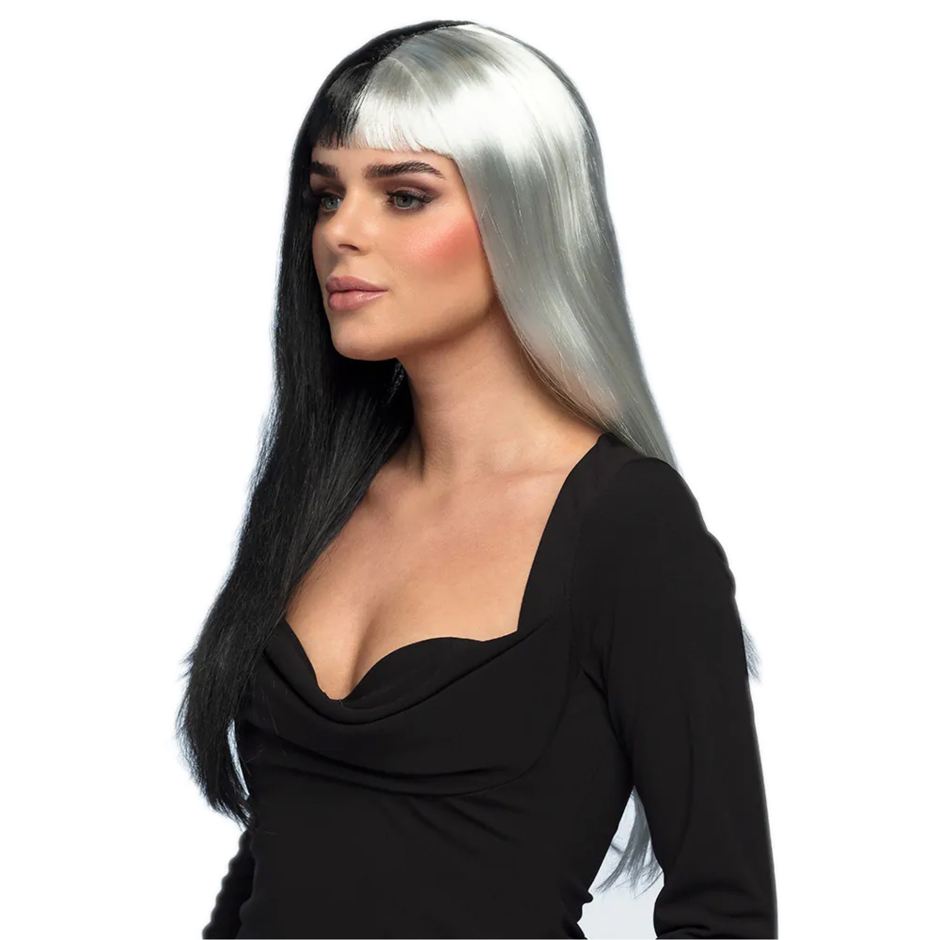 Peruca Lisa Branco e Negro