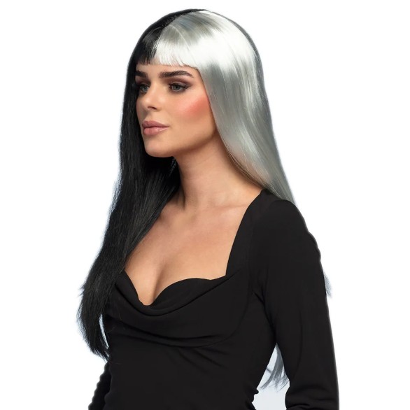 Peruca Lisa Branco e Negro