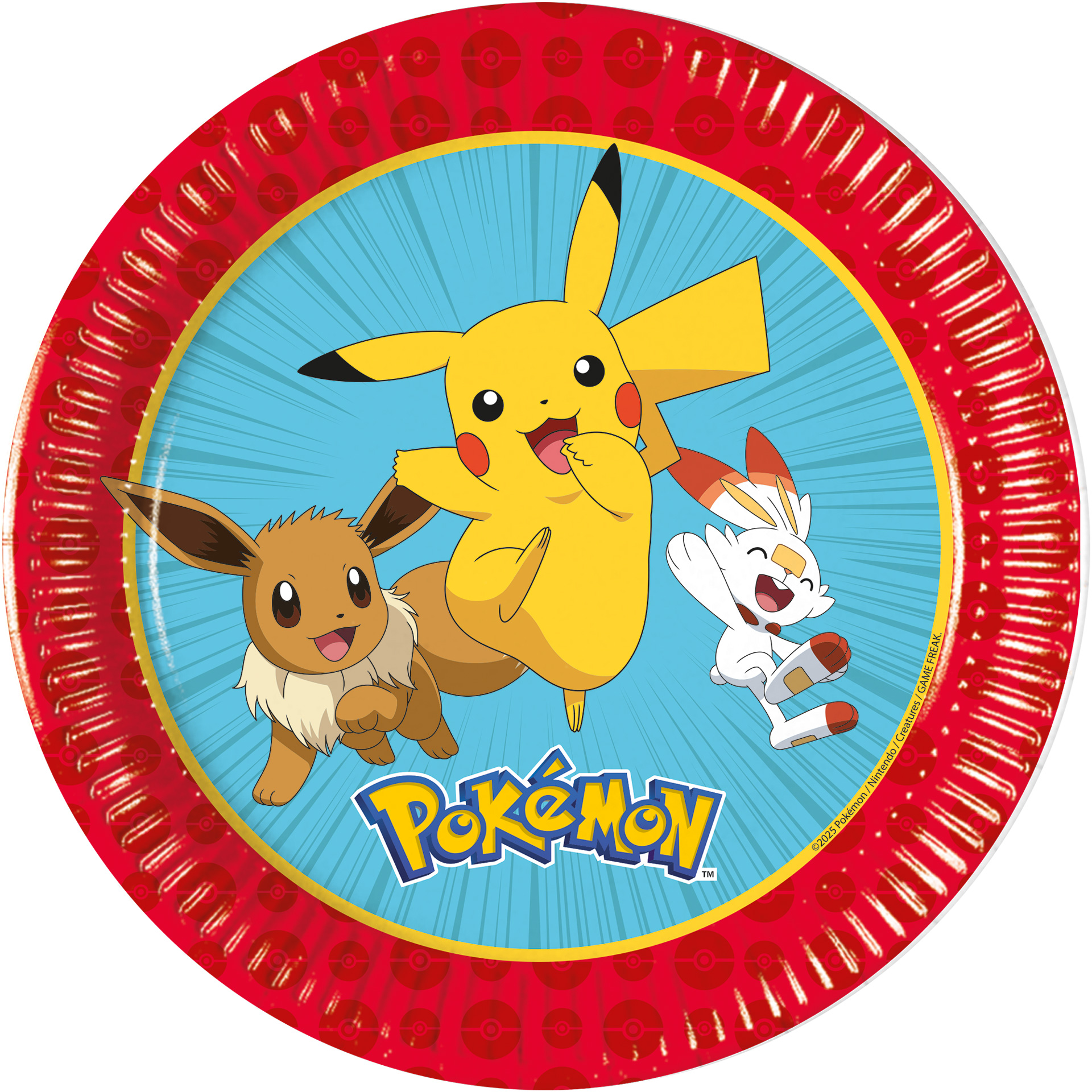 Pratos Papel Pikachu and Friends 8 Unid