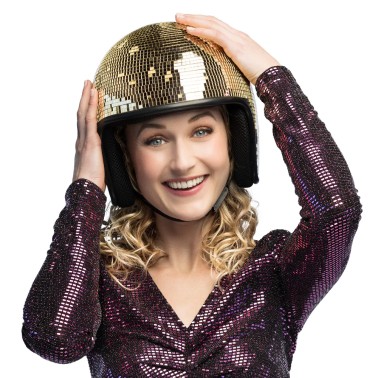Capacete Disco Bola de Espelhos Dourado