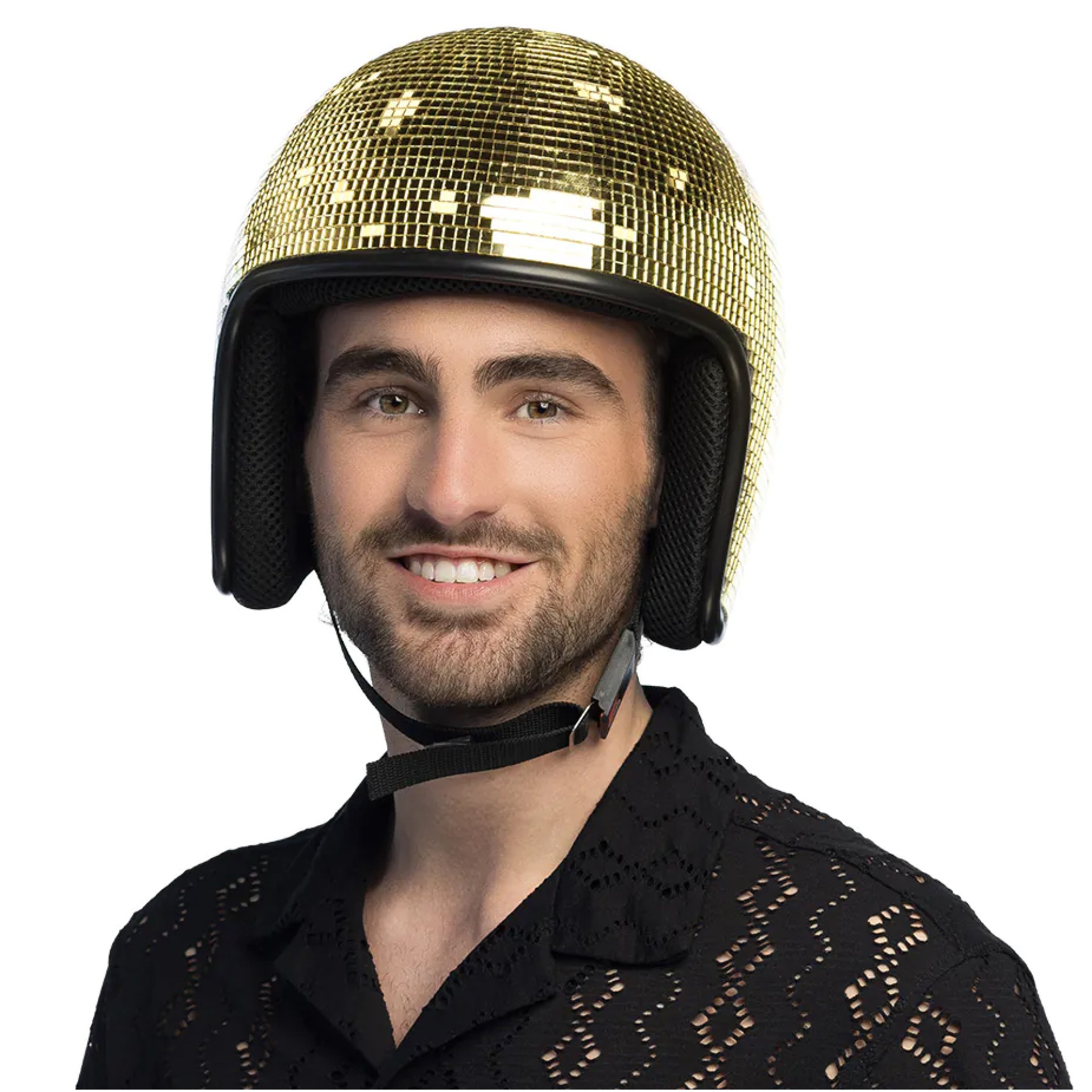 Capacete Disco Bola de Espelhos Dourado