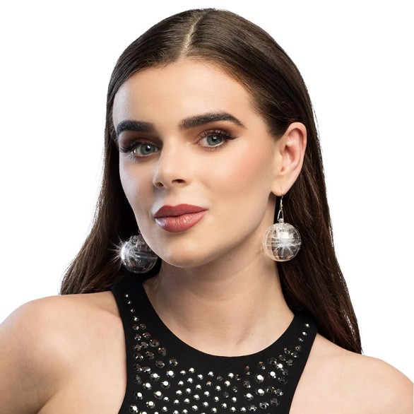 Brincos Bola Espelhos Luz LED