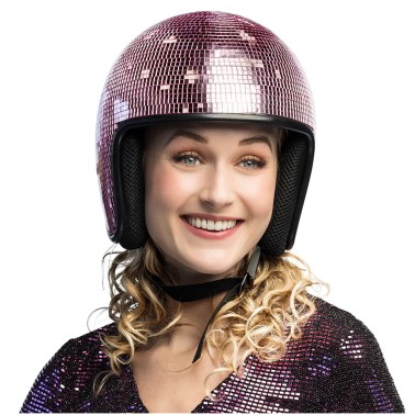 Capacete Disco Bola de Espelhos Rosa
