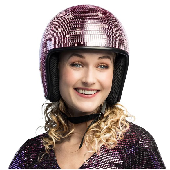 Capacete Disco Bola de Espelhos Rosa