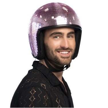 Capacete Disco Bola de Espelhos Rosa