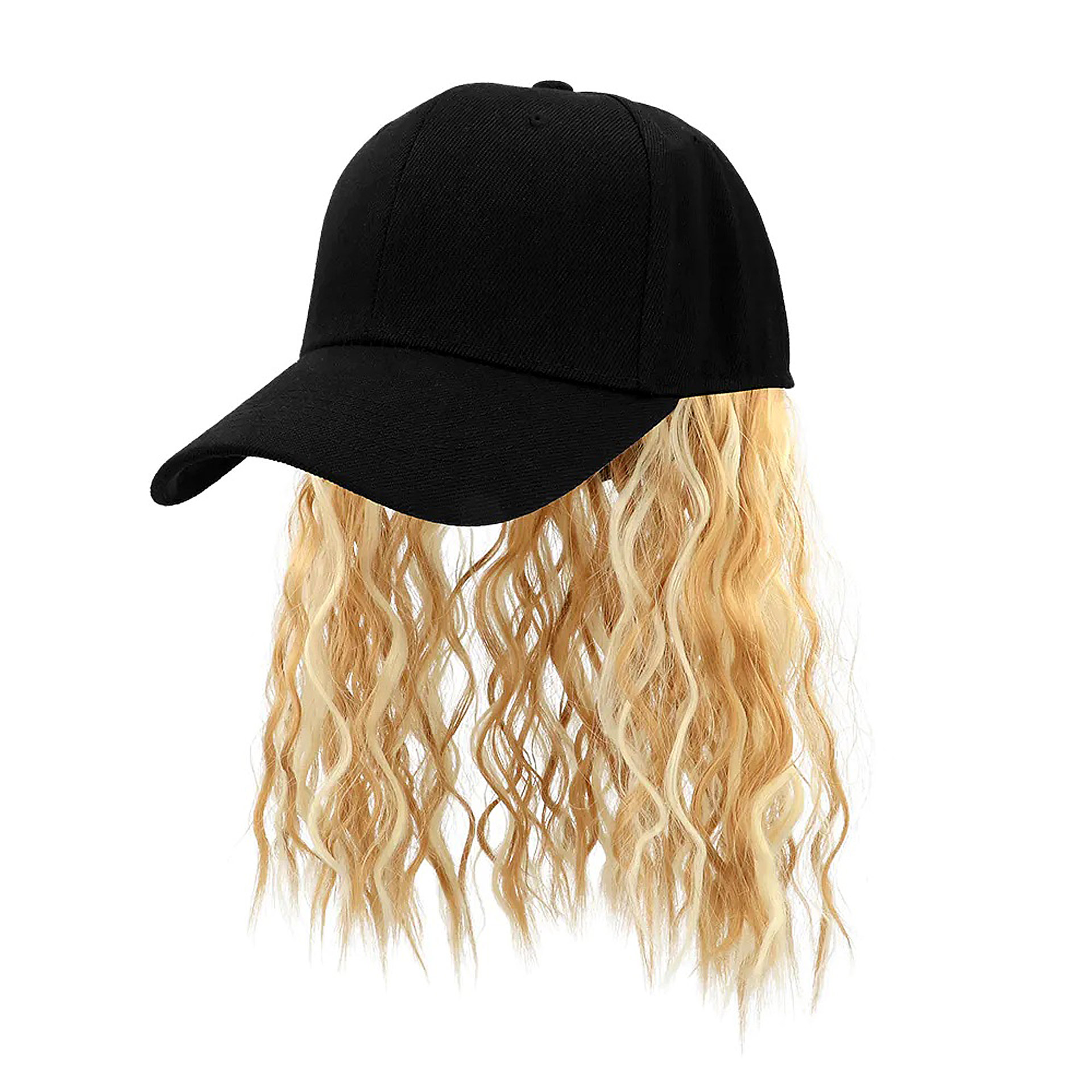 Boné Preto Com Peruca