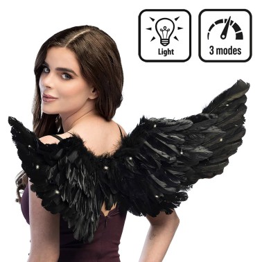 Asas Anjo Pretas com Luz