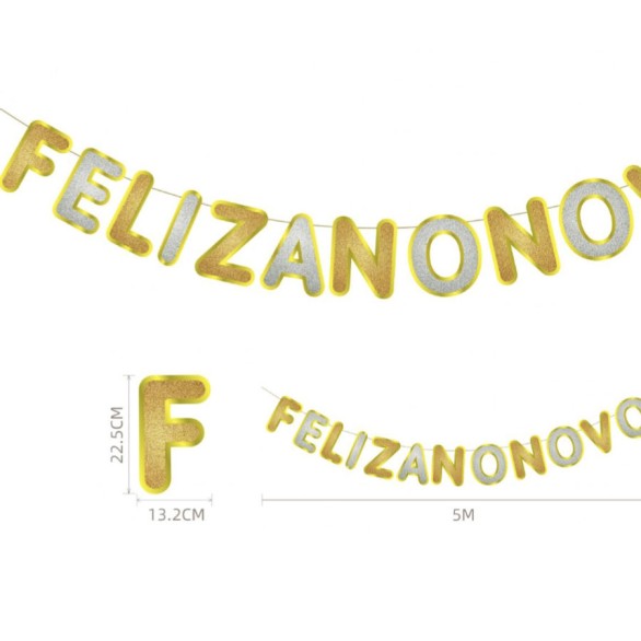 Grinalda Feliz Ano Novo Dourada