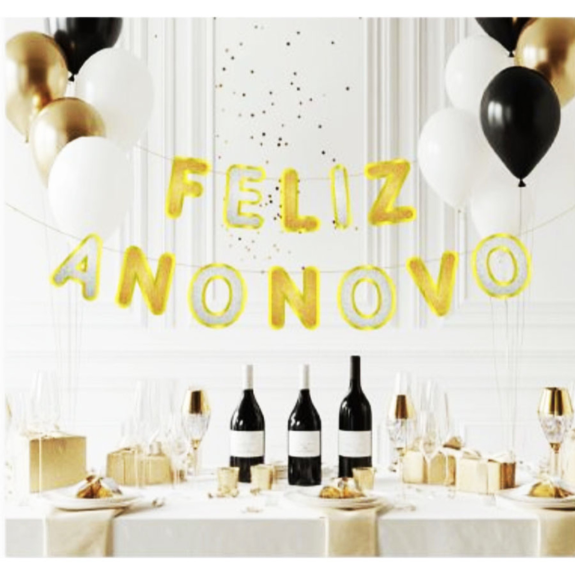 Grinalda Feliz Ano Novo Dourada