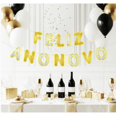 Grinalda Feliz Ano Novo Dourada