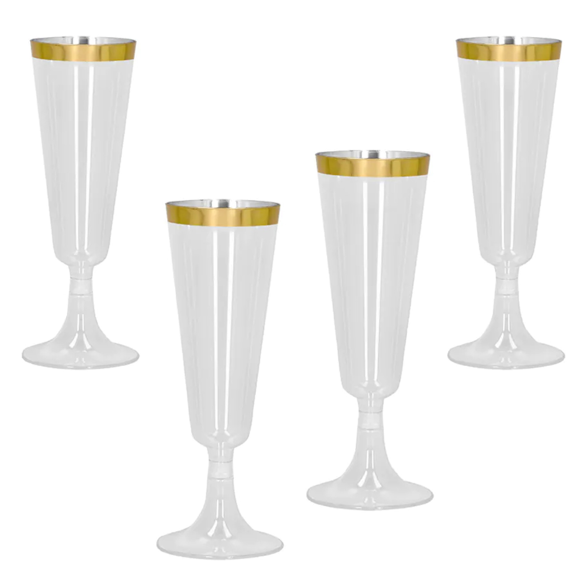 Copos Flute Ouro Prata 4 Unid