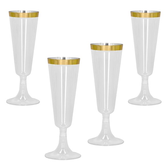 Copos Flute Ouro Prata 4 Unid