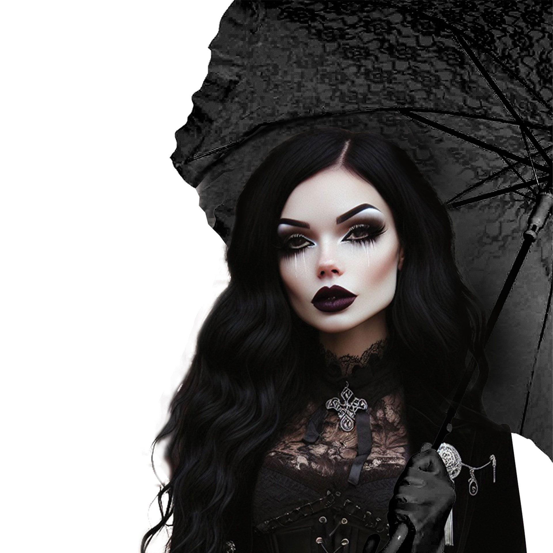 Sombrinha de Renda Negra