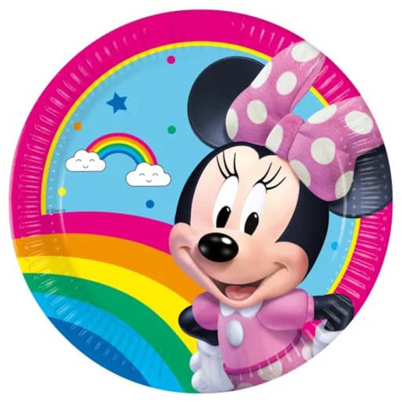 Pratos Minnie Raibow 8 Unid