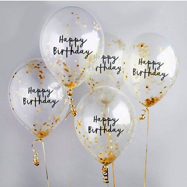Bal�es Happy Birthday Confettis Dourados 5 Unid