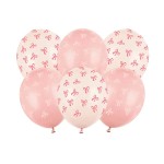 Balões Laços Rosa e Branco 6 Unid