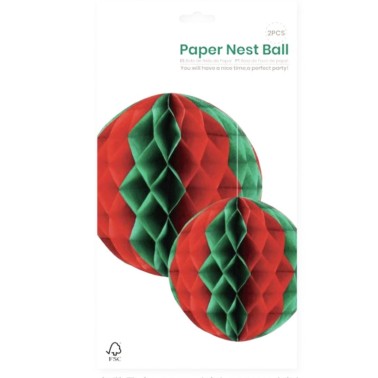Bal�o Papel Verde e Vermelho 2 Unid