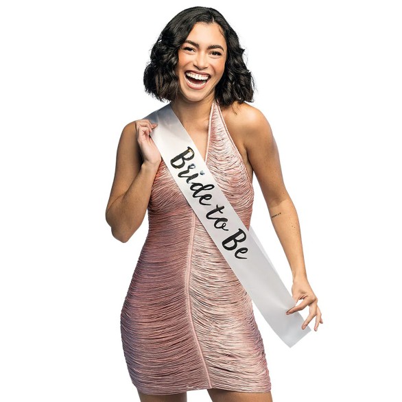 Faixa Bride To be Branca e Dourada