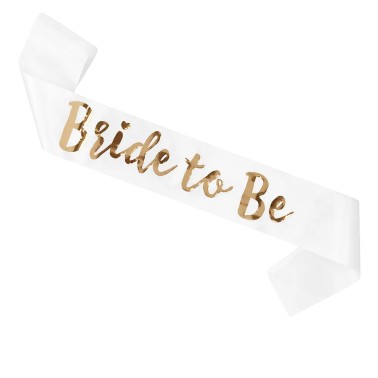 Faixa Bride To be Branca e Dourada
