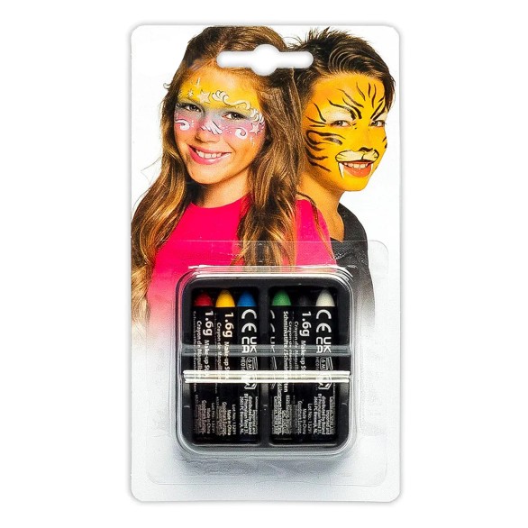 Caixa 6 Lápis Cor Pintura Facial
