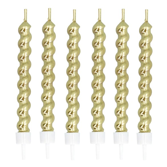 Velas Swirl Douradas 6 Unids