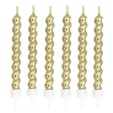 Velas Swirl Douradas 6 Unids