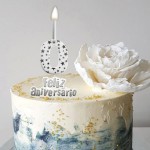 Vela Numérica Feliz Aniversario Stars Prata