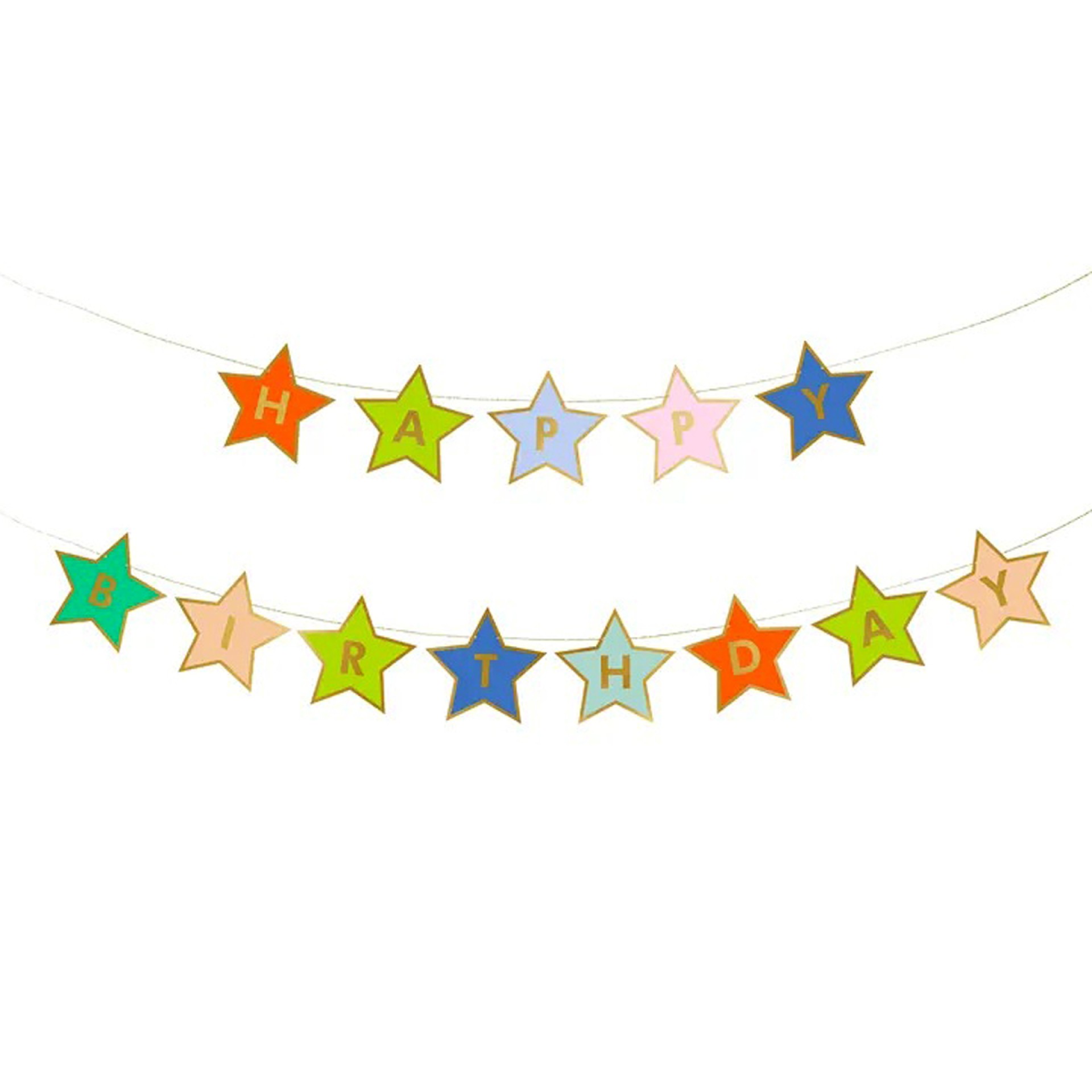 Grinalda Happy Birthday Estrelas Coloridas