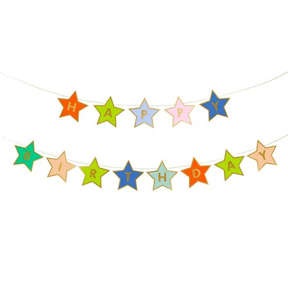 Grinalda Happy Birthday Estrelas Coloridas