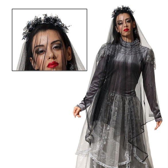 V�u Noiva Fantasma Preto 130CM