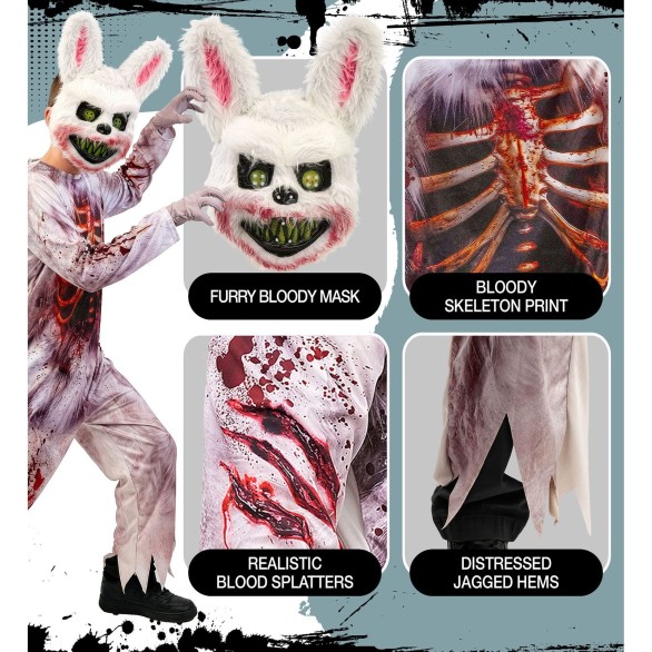 Fato Coelho Zombie Menino