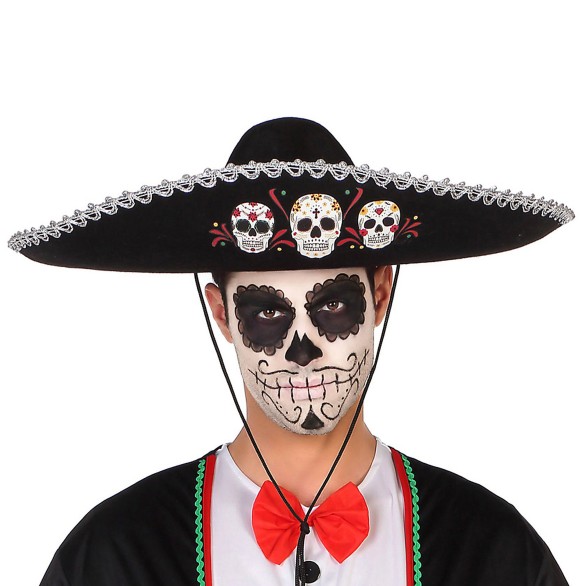 Chapéu Mexicano Com Caveiras
