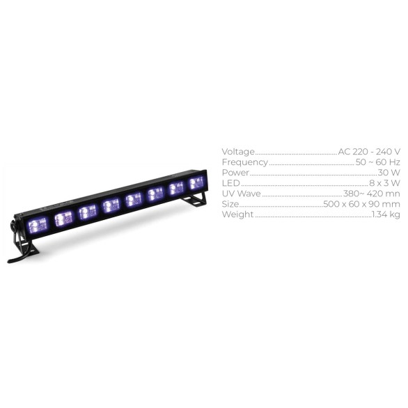Projector de Luz negra 8 Leds UV
